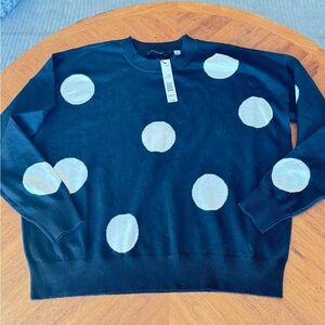 T. Tahai Black Sweater with White Polka Dots
